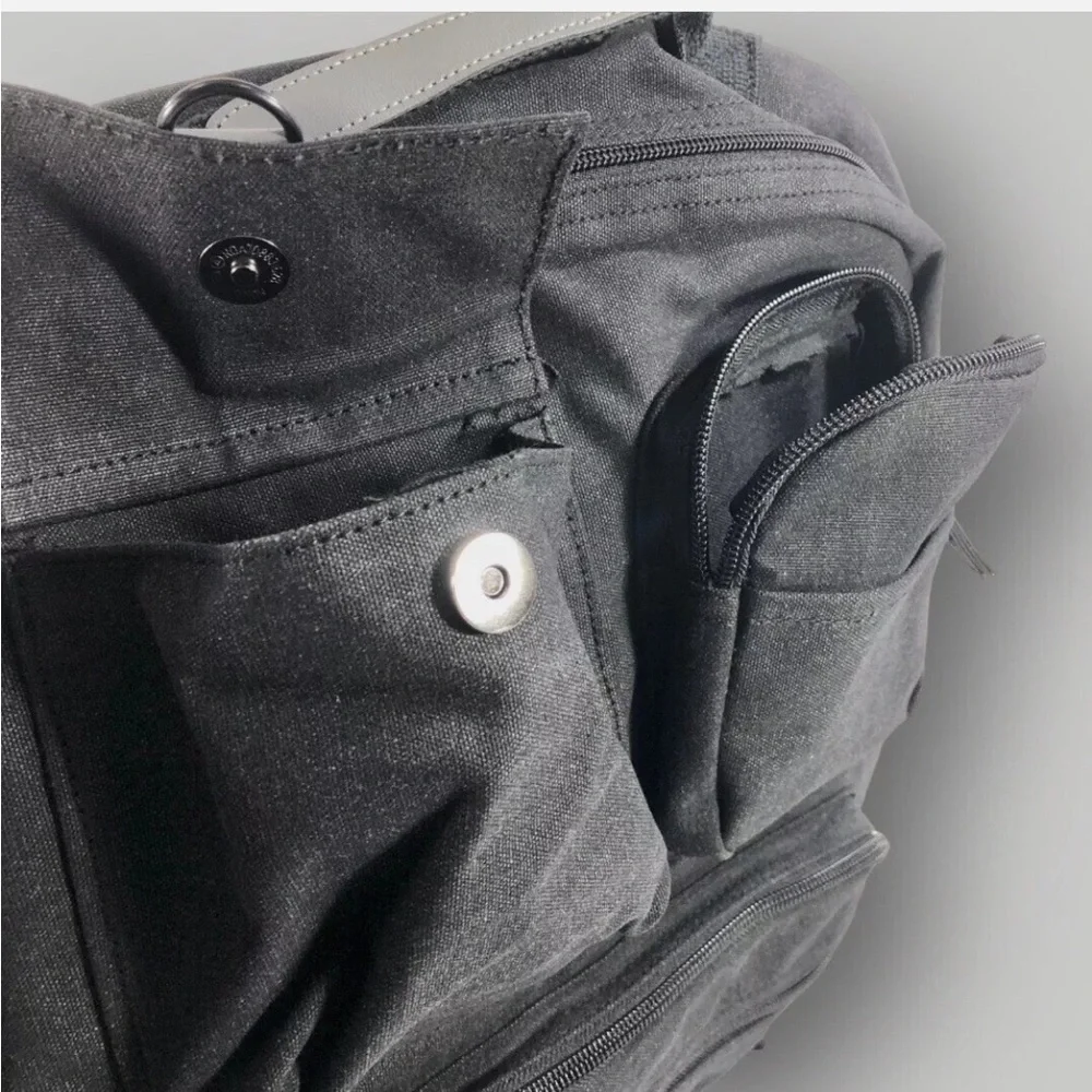 Bella Russo Black 17” Canvas Multi Pocket USB Port Laptop Backpack Carryall, nib